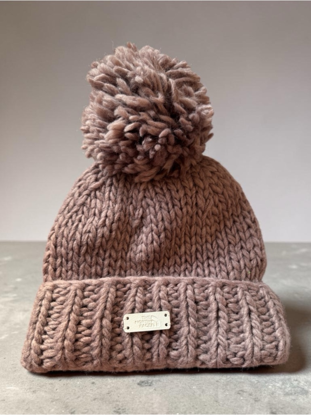 The North Face Mauve Brown Pom-Pom Knit Beanie